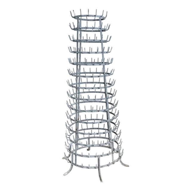 French 1920s Massive Zinc Bottle Drying Rack For Sale
