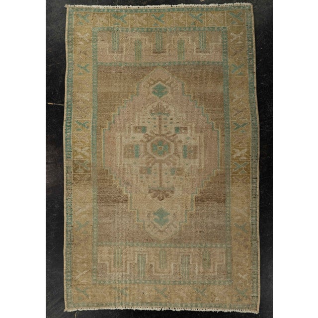 Brown Turkish Mini Rug Oriental Hand Knotted Vintage Rug 1'10" x 2'10" #21053 For Sale - Image 8 of 8