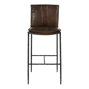 Coffee Brown Leather Bar Stool