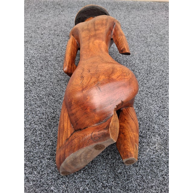 Mid 20th Century Vintage Minimalist Hand Carved Exotic Wood Sculpture For Sale - Image 5 of 17