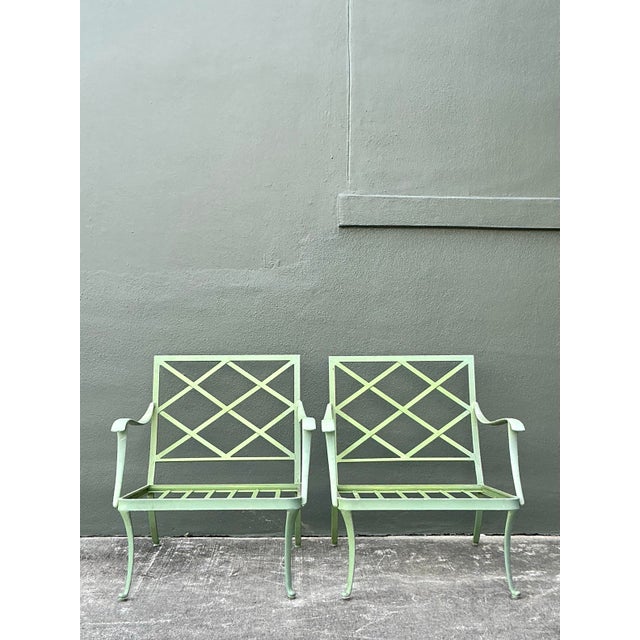 Mid-Century Modern Vintage Regency Brown Jordan “Florentine” Cast Aluminum Lounge Chairs - A Pair For Sale - Image 3 of 10