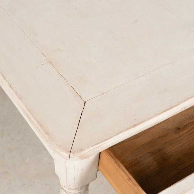 19th Century Swedish Antique White Painted Partners Desk Writing Table For Sale - Image 4 of 18