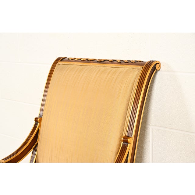 Wood Karges French Regency Louis XVI Carved Walnut and Gold Gilt Armchairs | Pair For Sale - Image 7 of 15