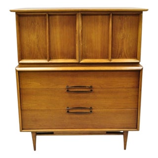 Kent Coffey Eloquence Mid Century Modern Walnut Tall Chest Highboy Dresser For Sale