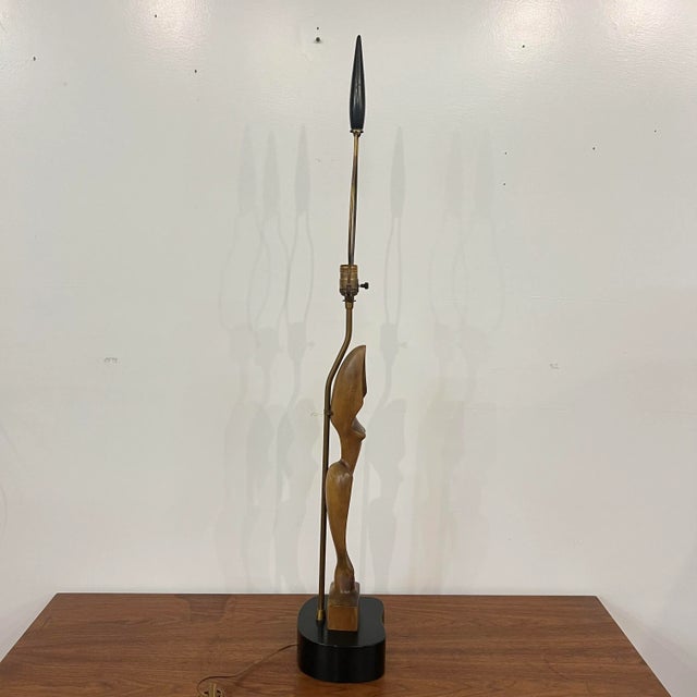 Mid Century Modern Carved Woman Figural Heifetz Table Lamp For Sale In Cleveland - Image 6 of 12