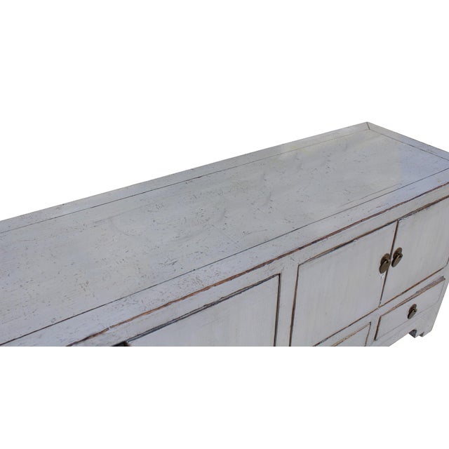Chinese Distressed Gray Low TV Console Table Chairish