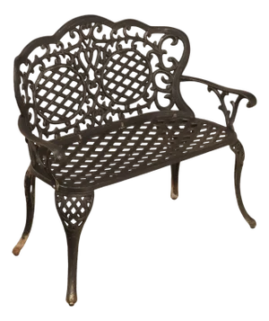Cast Aluminum Garden Bench With Ornate Lattice Back