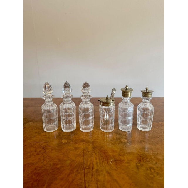 Antique Edwardian Silver-Plated Bottle Cruet Set, 1900, Set of 7 For Sale - Image 3 of 8