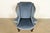 1980s Kindel Furniture Chippendale Carved Mahogany Blue Velvet Upholstered Wingback Lounge Chair For Sale - Image 5 of 14