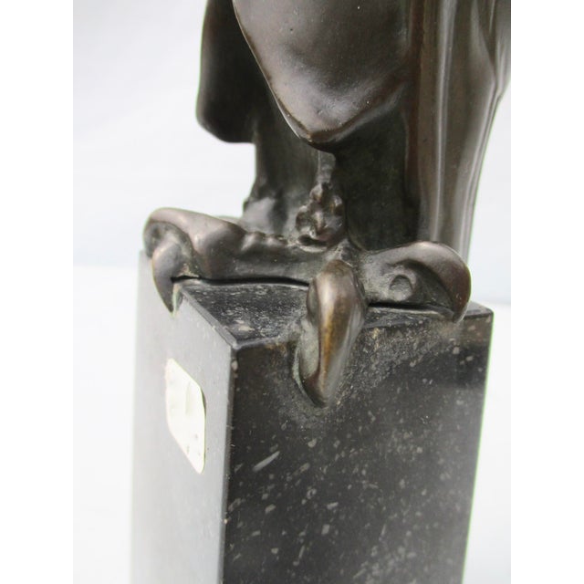Art Deco Hunting Bird Sculpture on Porphyry Plinth For Sale - Image 9 of 13