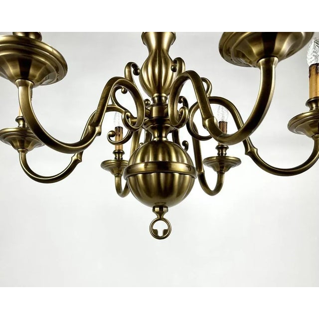 Gold Large Vintage Chandelier in Gilt Bronze by Deknudt Belgium, 1970s For Sale - Image 8 of 10