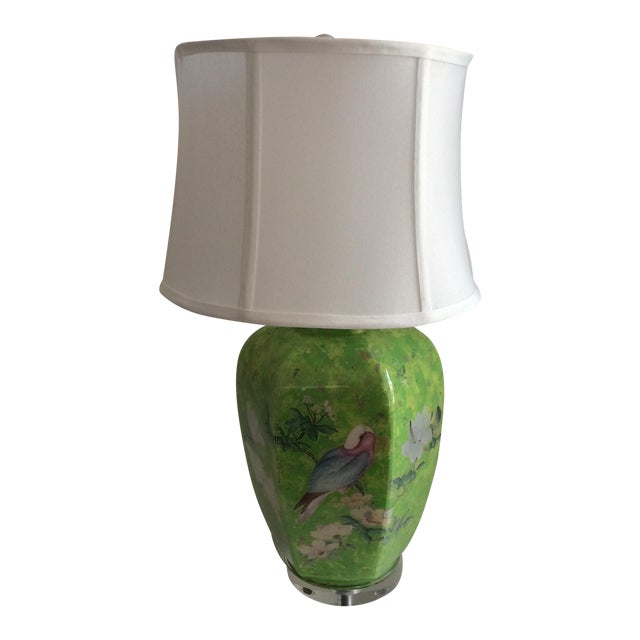 Reverse Painted Decoupage Lamp On Lucite Base Chairish