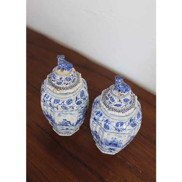 Pair of Late 18th C. French Earthenware Jars With Lions Head Details For Sale - Image 10 of 12