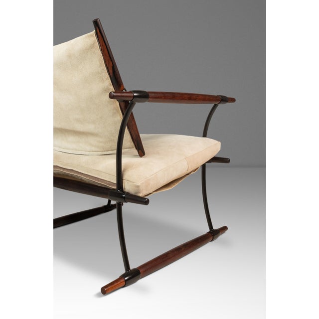 Rare Danish Modern Restored Stokke "Stick" Chair in Suede & Rosewood by Jens H. Quistgaard for Nissen Langaa, Denmark, C. 1960s For Sale - Image 10 of 18