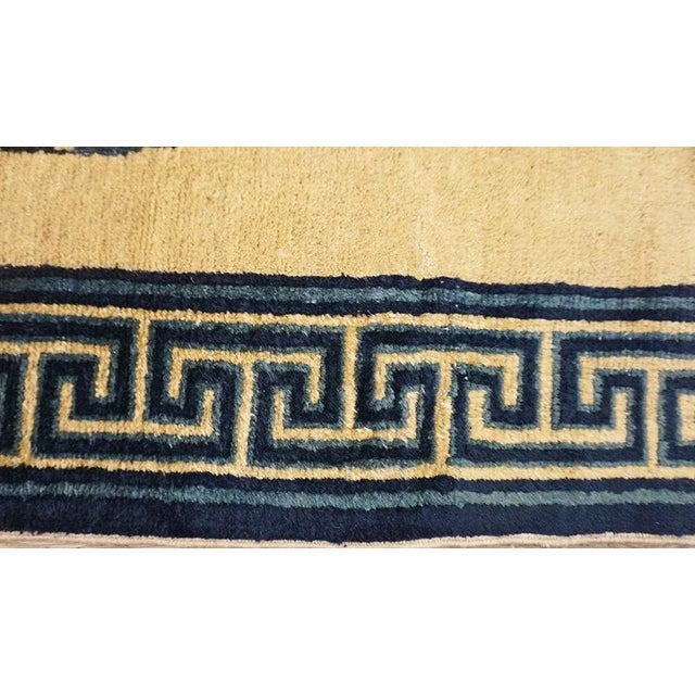 Textile 1900s Beige Medallion Floral Antique Chinese Peking Rug 2' 3''x 13' 6 Knotted Wool Carpet For Sale - Image 7 of 12