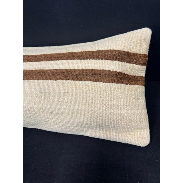 Turkish Hemp Pillow Cushion Natural Beige Brown Cushion Cover 14"x45" For Sale - Image 4 of 4