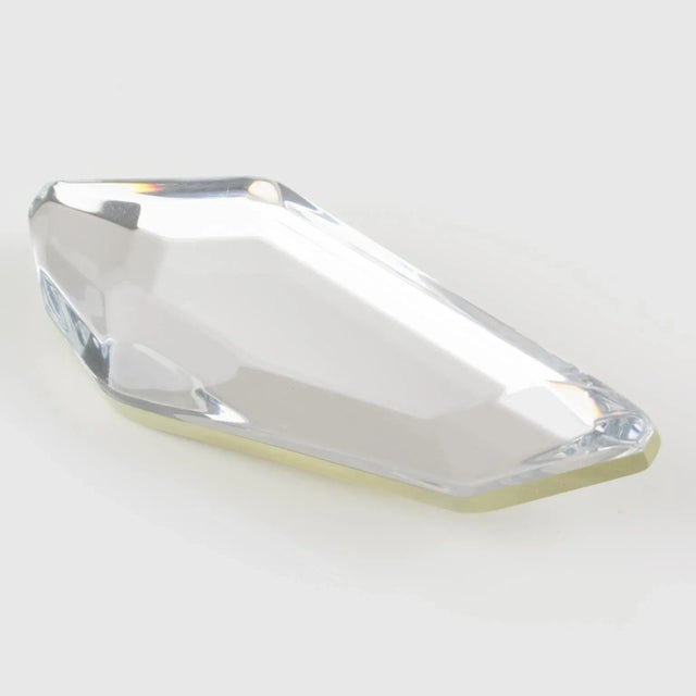 Transparent Kaso Oversized Silver Mirror Ice Cube Lucite Asymmetric Pin Brooch For Sale - Image 8 of 9