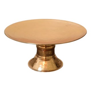 Hammered Copper Cake Stand Pedestal Dessert Tray Platter Farmhouse Decor For Sale