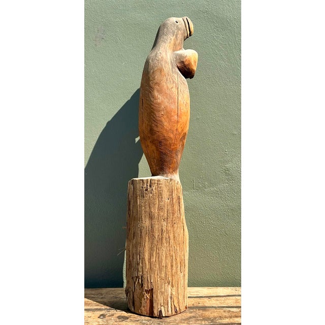 Rustic Vintage Hand Carved Walrus Statue For Sale - Image 3 of 12