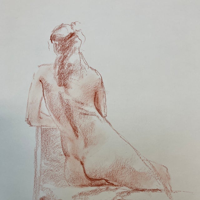 Contemporary original abstract expressionist female nude sepia drawing. Measures 14x17. Check out my shop Robins Egg...