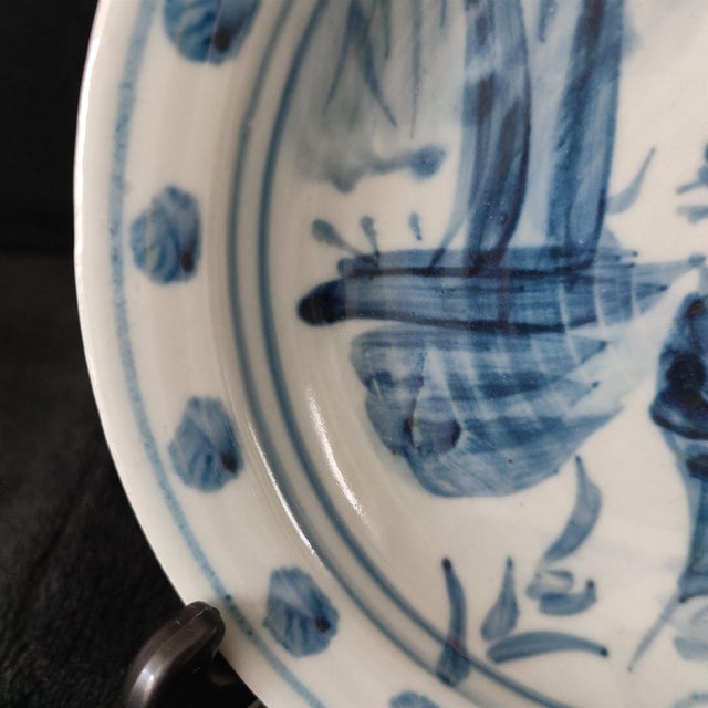 White Chinese Ceramic Plate,Blue and White Porcelain Plate Hand Painted Figures Story Pattern For Sale - Image 8 of 10