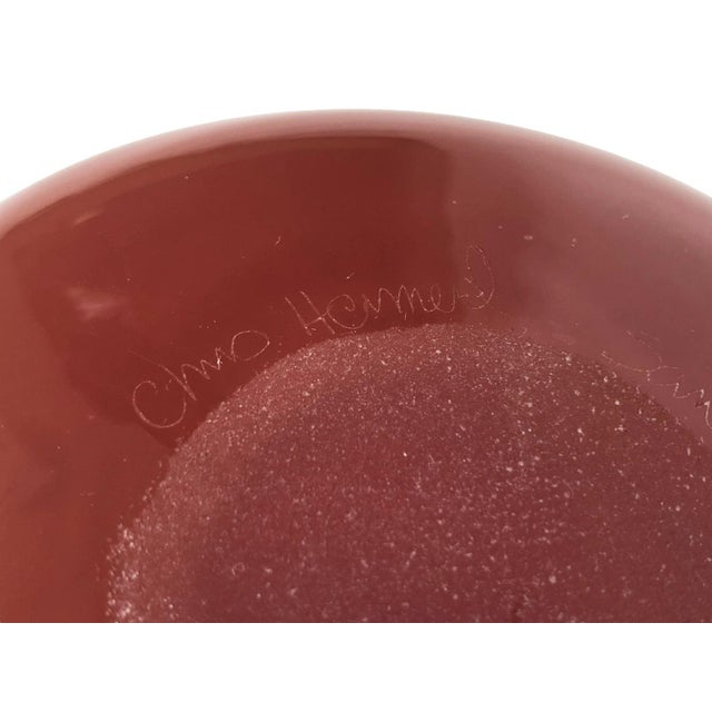 Art Studio Santa Fe Artisan Signed Burnt Orange Organic Shape Glass Bowl 7.5" For Sale - Image 9 of 9