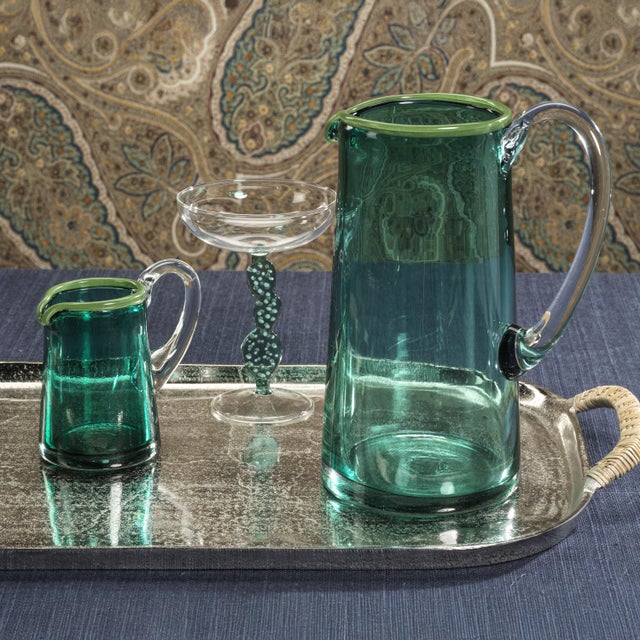 2020s Lagoon Glass Juice Pitcher- Azul, Green & Clear For Sale - Image 5 of 6