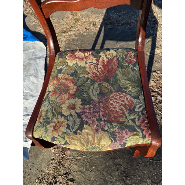 American Early 20th Century Carved Rose Back Mahogany Side Chair For Sale - Image 3 of 12