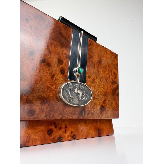 Italian Mid-Century Elm Burl Decorative Box with Mythological Bas-Relief, 70s, 1970s For Sale - Image 9 of 17