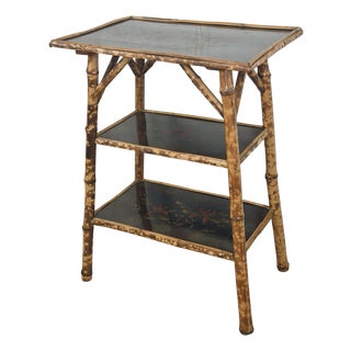 Antique Aesthetic Movement Tiger Bamboo Three-Tier Side Table For Sale