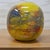 DESCRIPTION: Exceptional handmade studio glass object / vase of heavy quality, executed in a striking yellow color with...