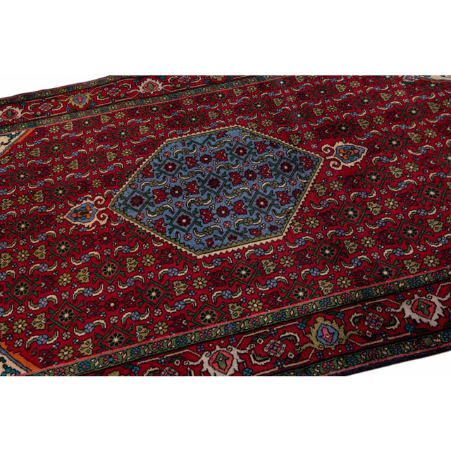 Persian Vintage Handmade Persian Red Medallion Wool Rug 4'1" X 6'7" For Sale - Image 3 of 11