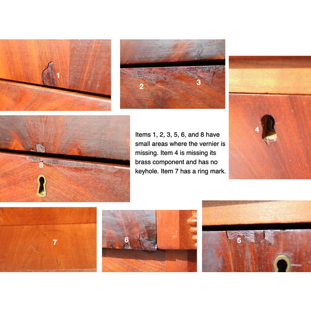 Early 20th-Century Flame Mahogany Empire Step-Back Chest Antique American Dresser With Gallery Back and 6 Drawers For Sale - Image 12 of 12