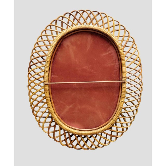 1960s Oval Wicker Wall Mirror, Italy, 1960 For Sale - Image 5 of 8
