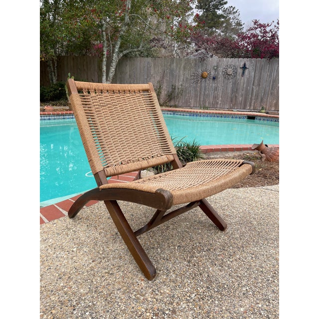 Hans Wegner Style Folding Rope Lounge Chair Chairish