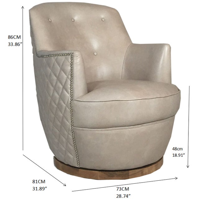 Jhs Candace Seaweed Genuine Leather Swivel Chair For Sale In Los Angeles - Image 6 of 7