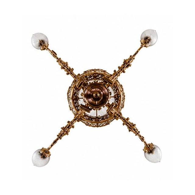 Liberty Chandelier in Gilded Bronze and Satin Glass, 1890s For Sale - Image 5 of 7
