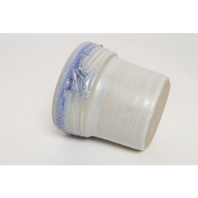 Vintage Pale Gray and Lilac Incised Studio Ceramic Planter by Deanna Nichols For Sale - Image 4 of 15