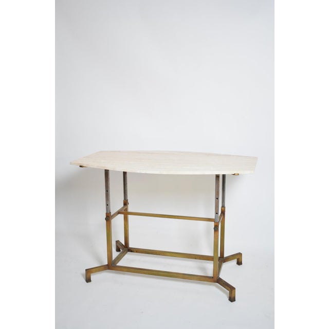 1970s Golden Iron and Iron and Travertine Table, 1970s For Sale - Image 5 of 5