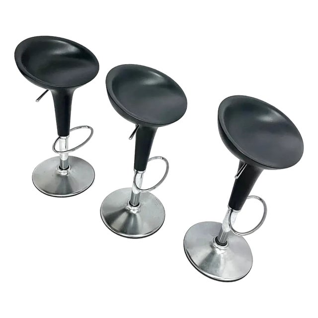 1990s Modern Magis "Bombo" Adjustable Swivel Bar Stools by Stefano Giovannoni - A Pair For Sale