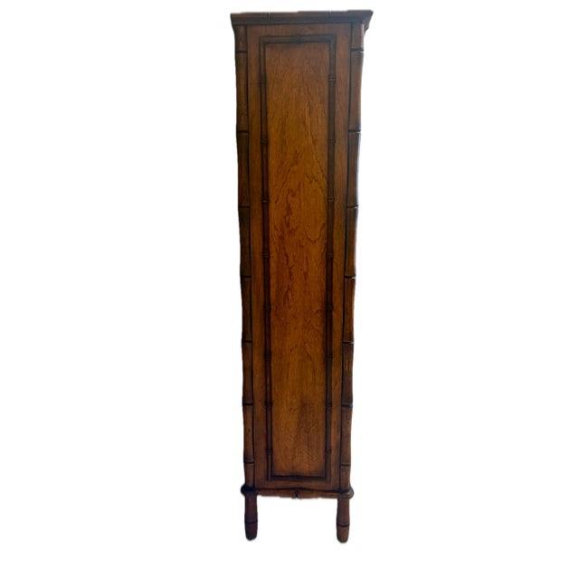 Ornamental & Decorative Materials Stunning Mid-Century Faux Bamboo Cabinet / Armoire / Hutch For Sale - Image 7 of 12