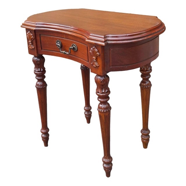 Refinished Vintage Kidney-Shaped Mahogany Accent Table For Sale