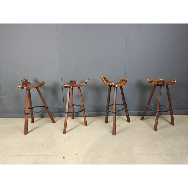 Brutalist Mid-Century Modern Brutalist Bar Stools, 1960s, Set of 8 For Sale - Image 3 of 7