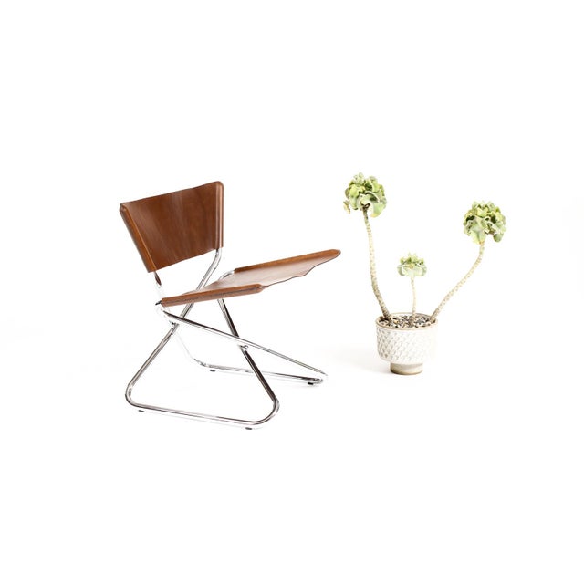 Mid-Century Modern Vintage Mid Century Tubular Chrome Folding ‘Z-Down’ Lounge Chair — Erik Magnussen for Torben Ørskov For Sale - Image 3 of 11