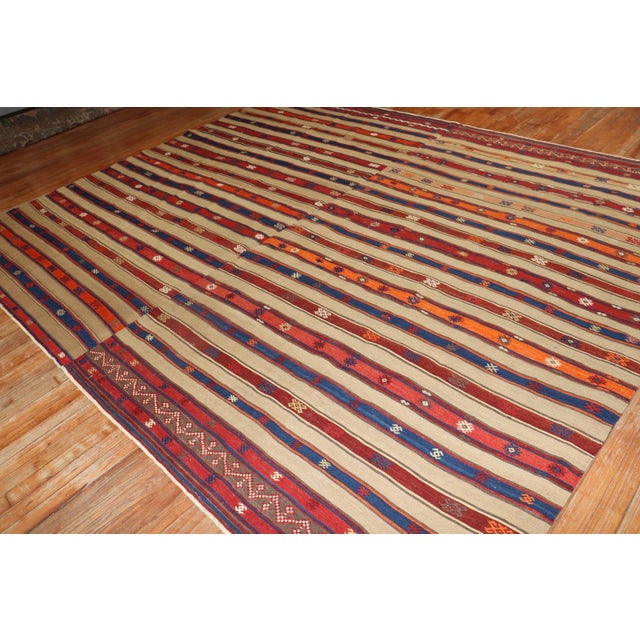 Early 20th Century Early 20th Century Rustic Tribal Turkish Kilim - 8'8" x 10'4" For Sale - Image 5 of 11