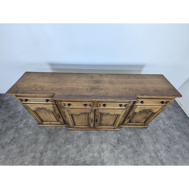 Wood Neo-Rustic Buffet in Carved Oak For Sale - Image 7 of 8