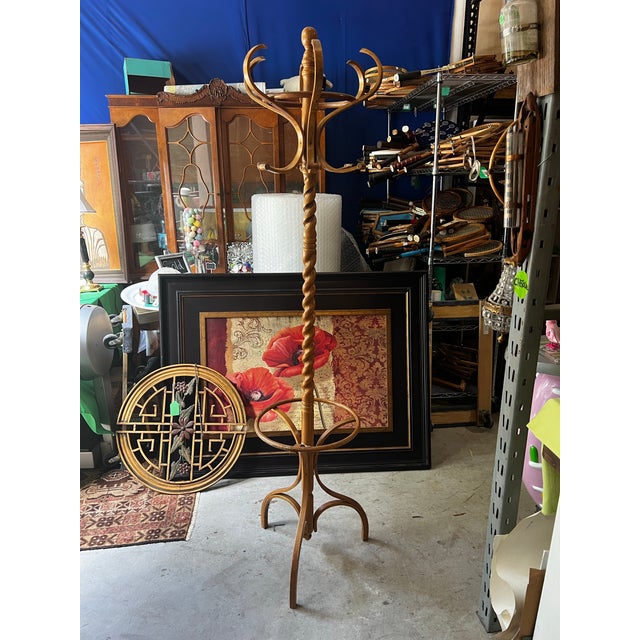 1970s Blond Barley Twist Coat Rack For Sale - Image 4 of 6