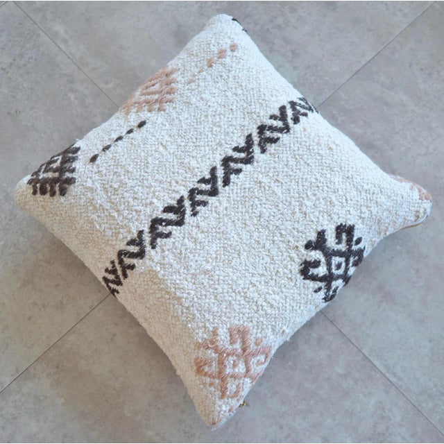 Dimensions: 16" x 16" Material : Hemp on hemp. Made from Vintage Turkish hemp kilim rug. Back side is high quality cotton...