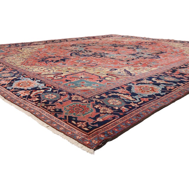 79675 Antique Persian Heriz Rug, 13'00 x 15'07. The Imperial Garden: Late 19th Century Persian Heriz Masterpiece of...