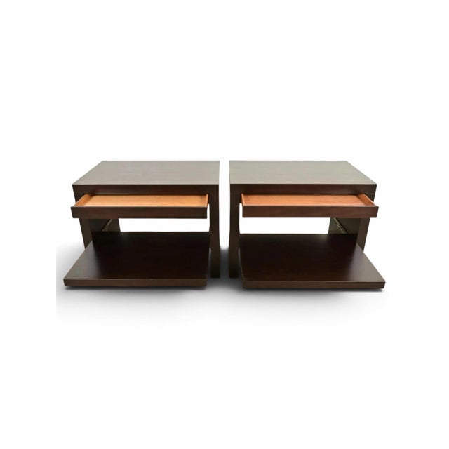 Contemporary 1990s Pair of Barbara Barry for Baker Furniture Mahogany Nightstands For Sale - Image 3 of 6